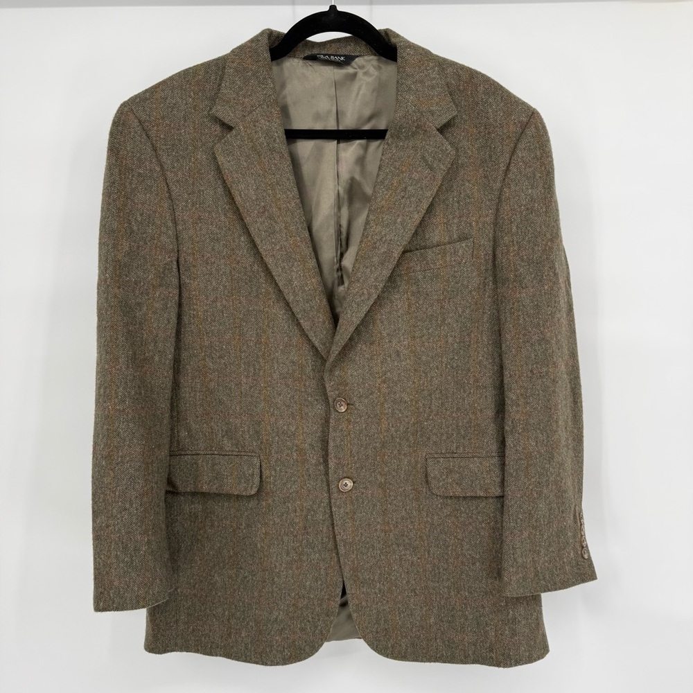 Jos A Bank Camel Hair 42R Sport Coat Herringbone Windowpane Blazer Luxury Office